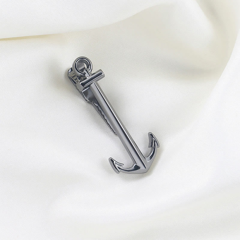 Dark Gray Anchor Tie Bar For Men's Wear - Image 2