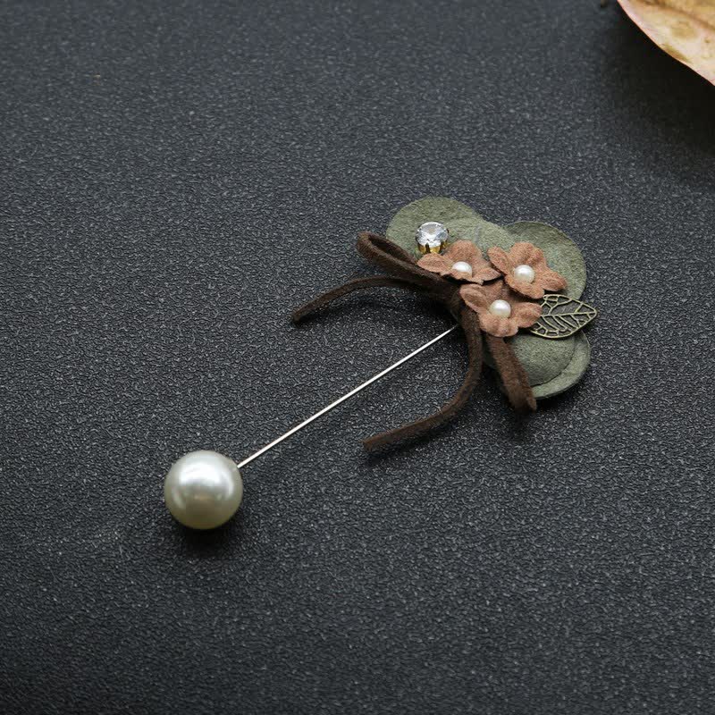 Dark Green Wedding Original Design Flower Cloth Brooch Lapel Pin - Image 2