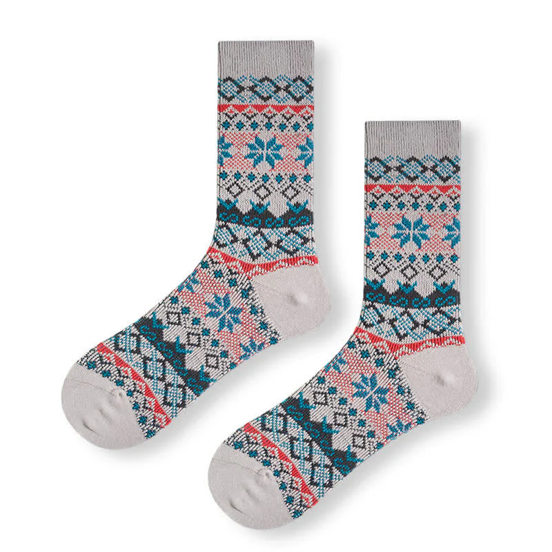 Dazzeling Retro Native Style Cotton Crew Socks - Image 3