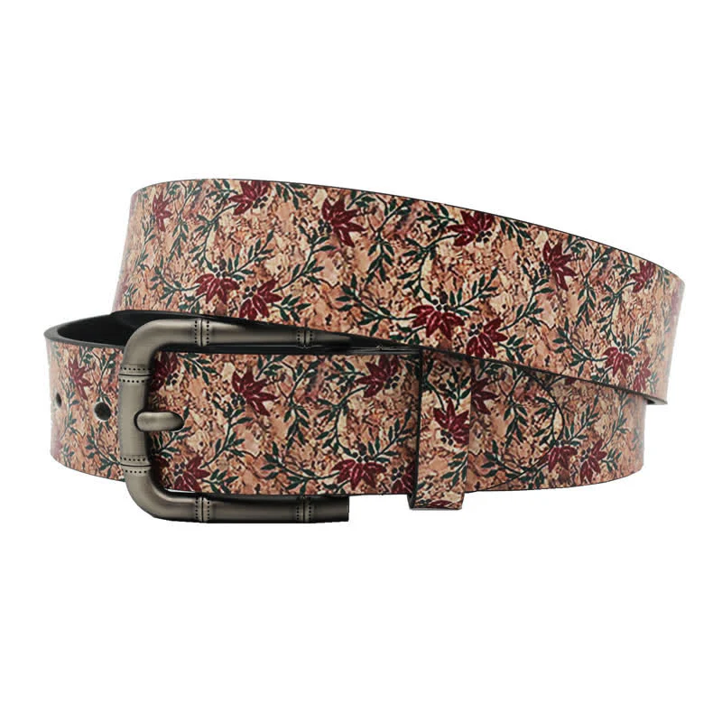 Decorated Red Maples Printed Leather Belt - Image 2