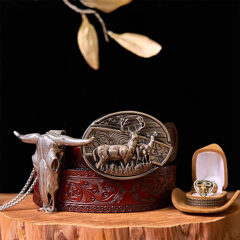 Deer DIY Hidden Knife Belt Buckle Longhorn Pendant Bull Ring Bundle Set - Image 13
