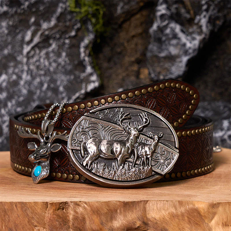 Deer Flag DIY Hidden Knife Belt Buckle With Elk Head Pendant Bundle Set - Image 6