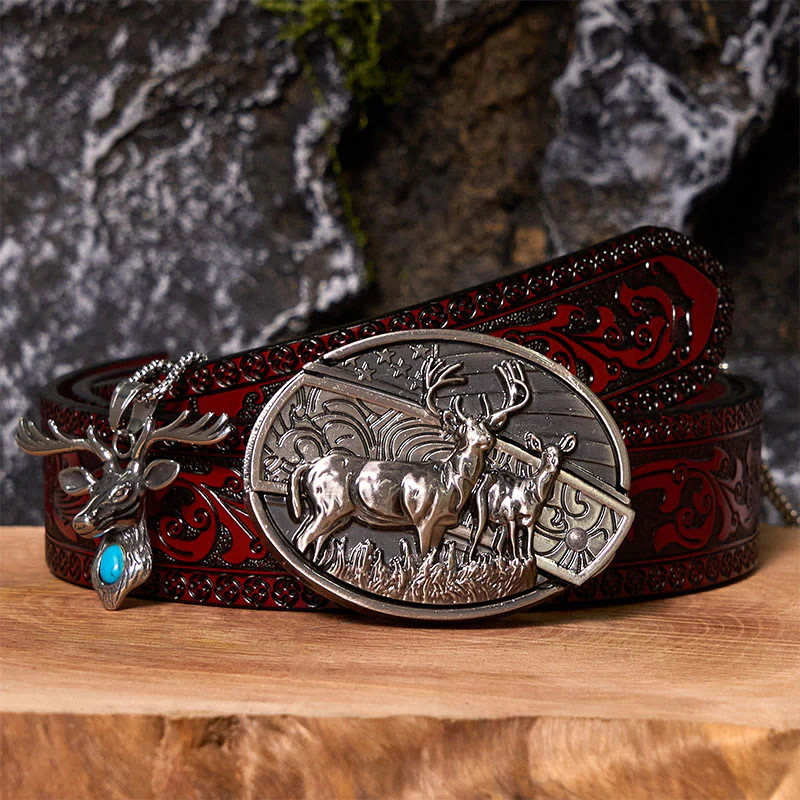 Deer Flag DIY Hidden Knife Belt Buckle With Elk Head Pendant Bundle Set - Image 8