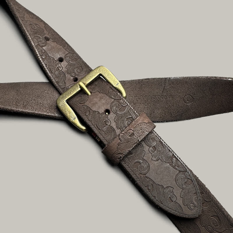 Delicate Vintage Floral Embossed Leather Belt - Image 12