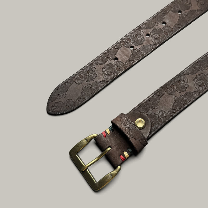 Delicate Vintage Floral Embossed Leather Belt - Image 14