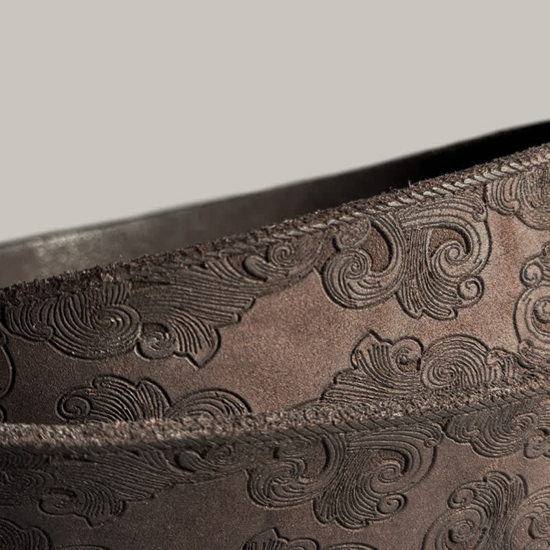 Delicate Vintage Floral Embossed Leather Belt - Image 16