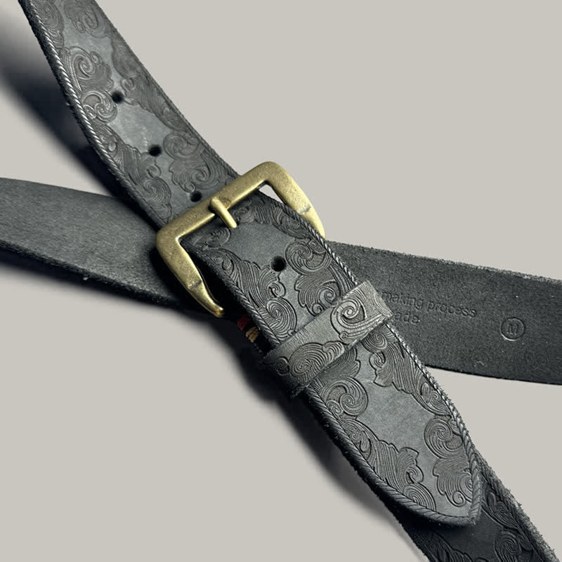 Delicate Vintage Floral Embossed Leather Belt - Image 18