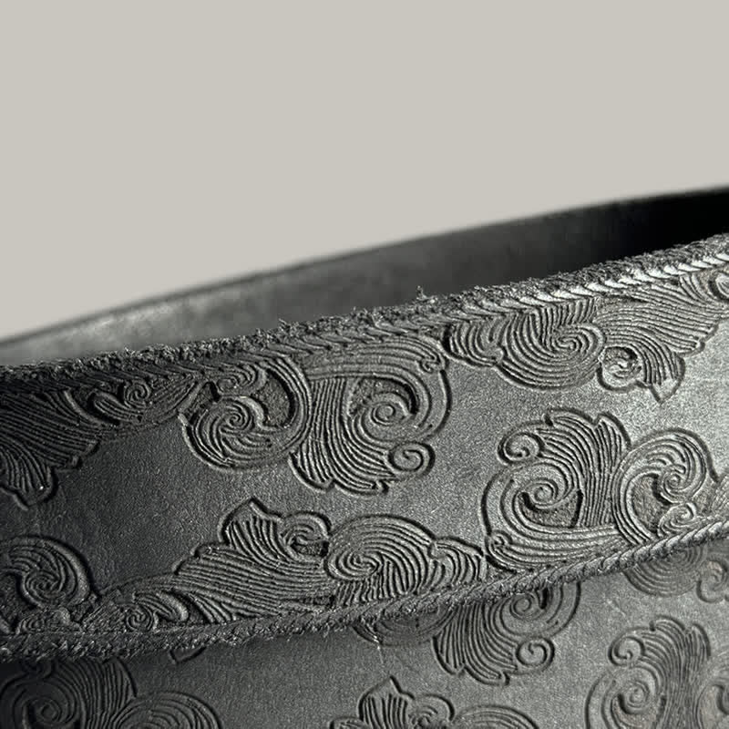 Delicate Vintage Floral Embossed Leather Belt - Image 22