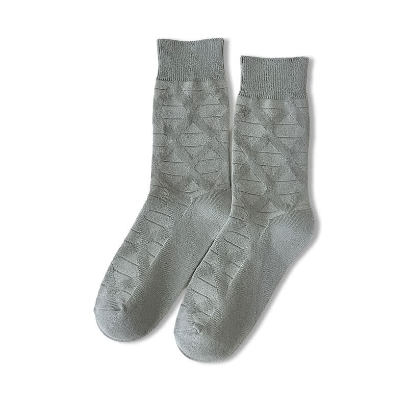Diamond Pattern Fashion Plaid Knitting Cotton Crew Socks - Image 12