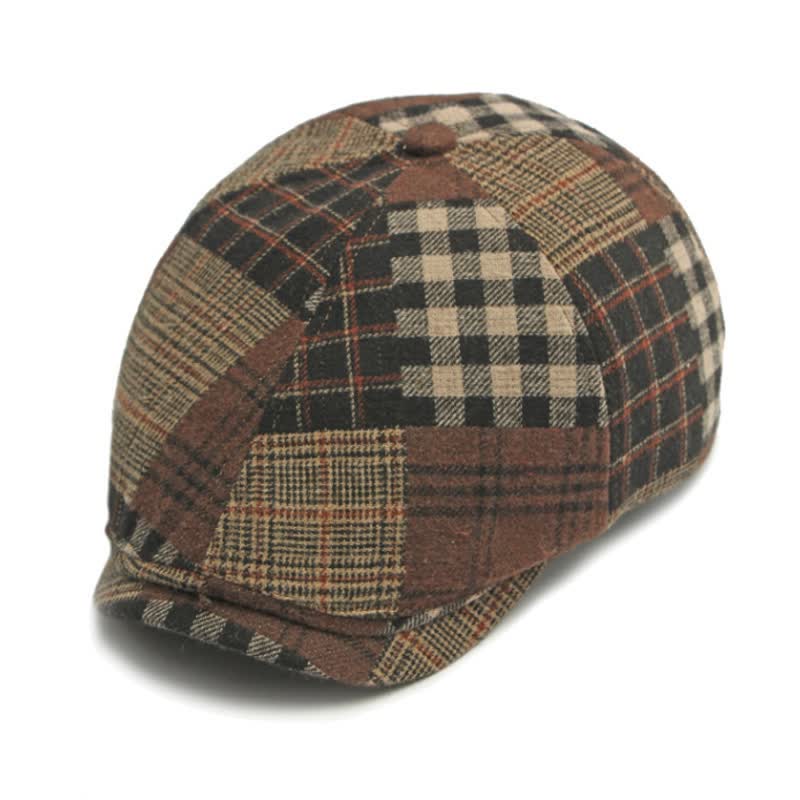 Different Classic Patchwork Plaid Newsboy Beret Hat - Image 5