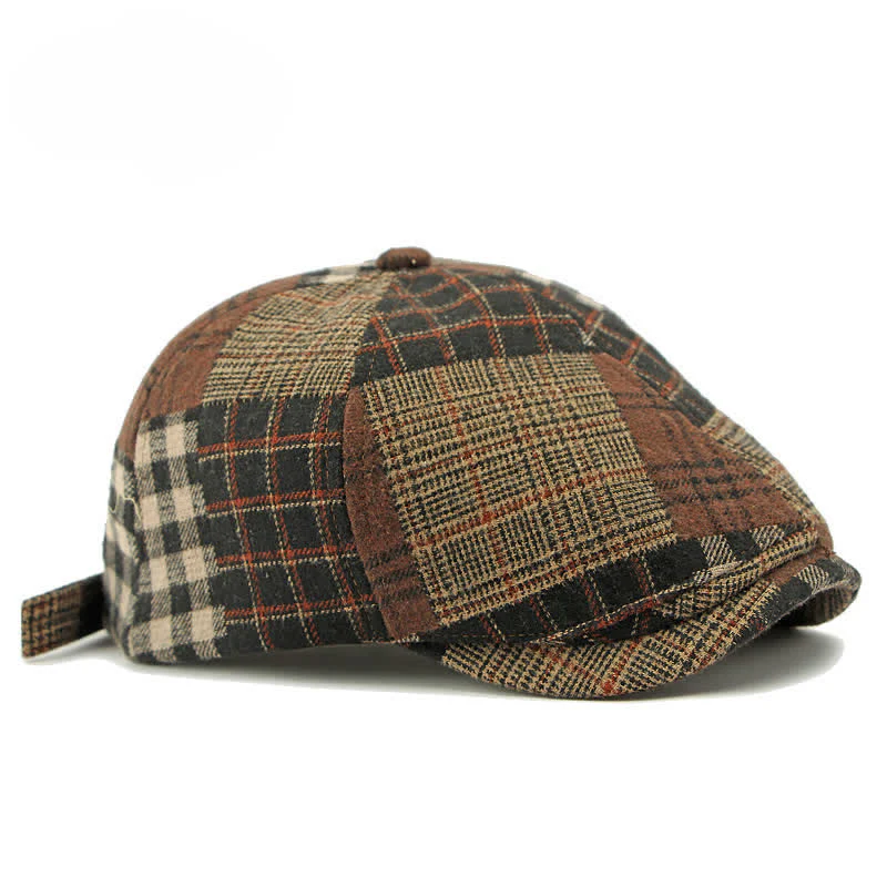 Different Classic Patchwork Plaid Newsboy Beret Hat - Image 6