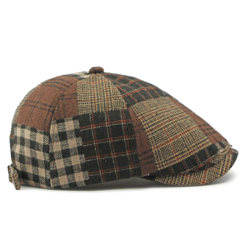Different Classic Patchwork Plaid Newsboy Beret Hat - Image 7