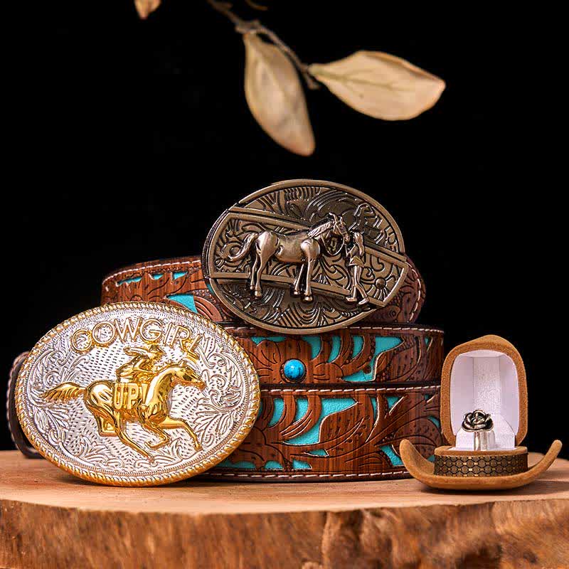 DIY Western Cowgirl Hidden Knife Belt Buckle Twist Rose Ring Bundle Set - Image 6