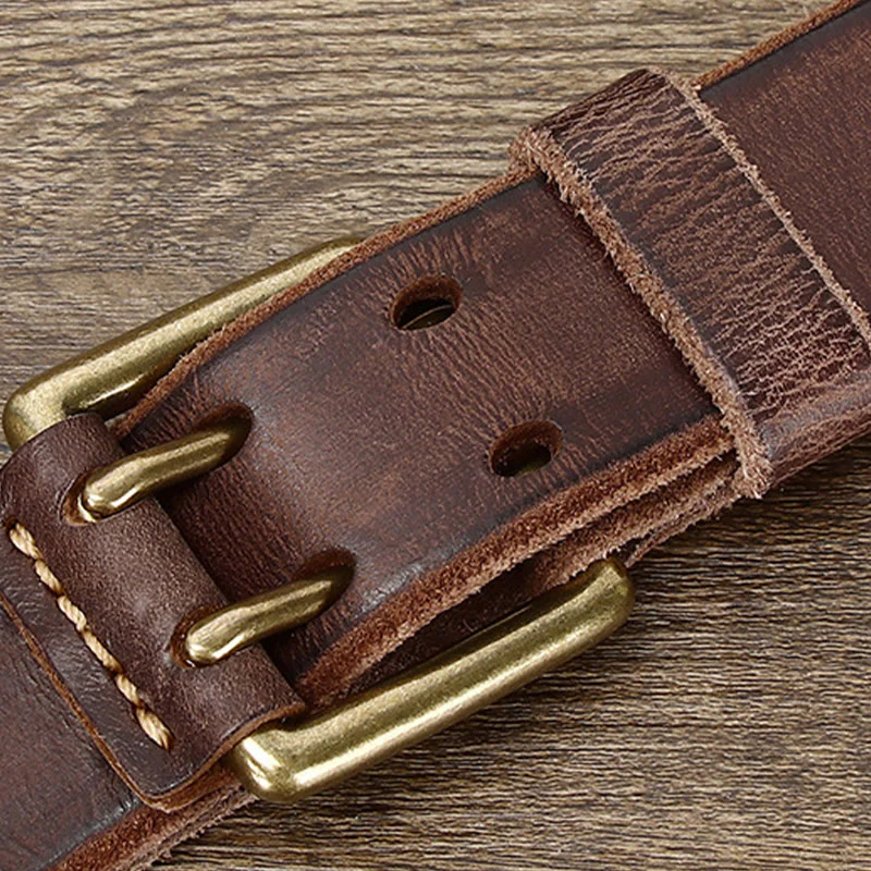 Double Prong Buckle Western 2 Holes Leather Belt - Image 6