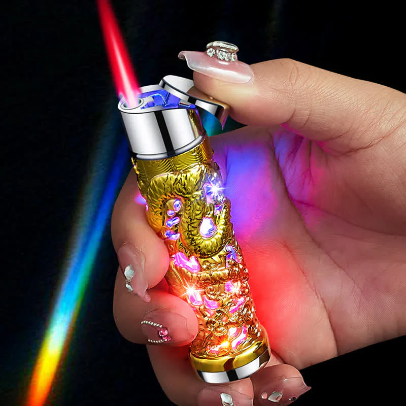 Dragon Creative LED Flash Cylindrical Refillable Butane Lighter - Image 2