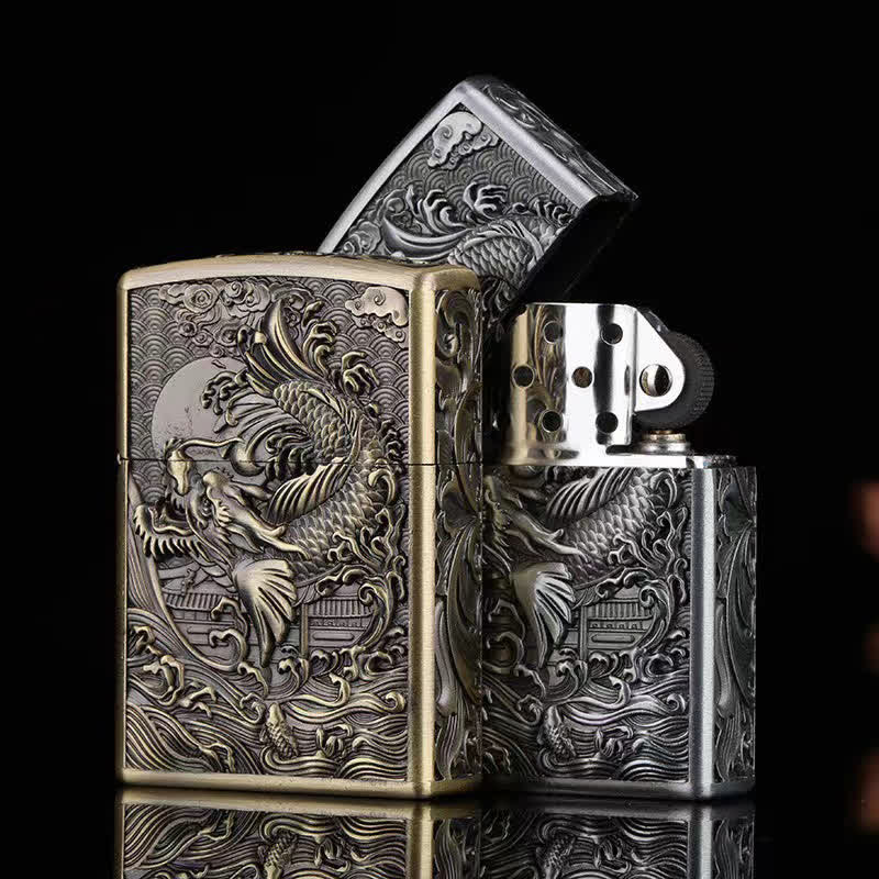 Dragon Fish Relief Refillable Kerosene Lighter - Image 3