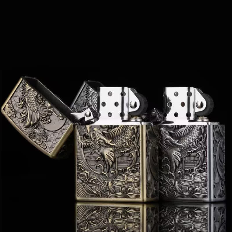 Dragon Fish Relief Refillable Kerosene Lighter - Image 4