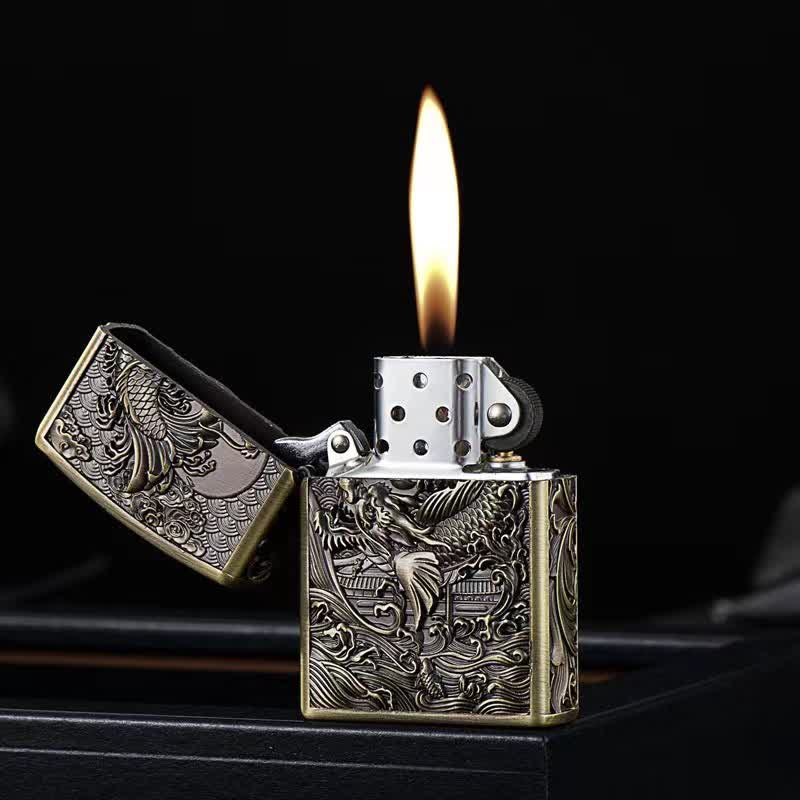 Dragon Fish Relief Refillable Kerosene Lighter - Image 5