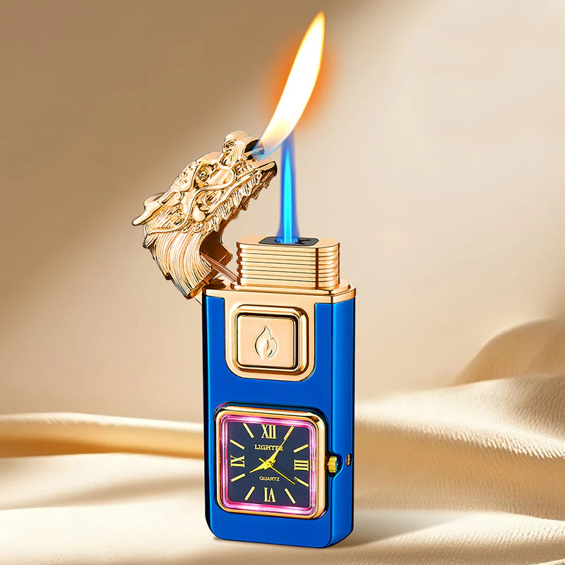 Dragon Head LED Inflatable Butane Lighter With Clock - Image 11