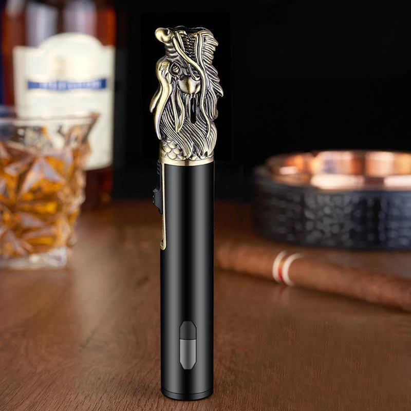 Dragon Head Relief Straight Flame Butane Lighter - Image 5