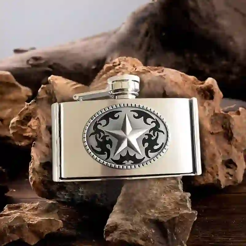 Dual Guns DIY Hidden Knife Belt Buckle Star Flask Buckle Rose Lighter Bundle Set - Image 4