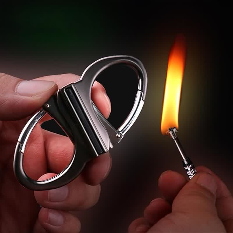 Dual Ring Keychain Matchstick Reusable Kerosene Lighter - Image 2