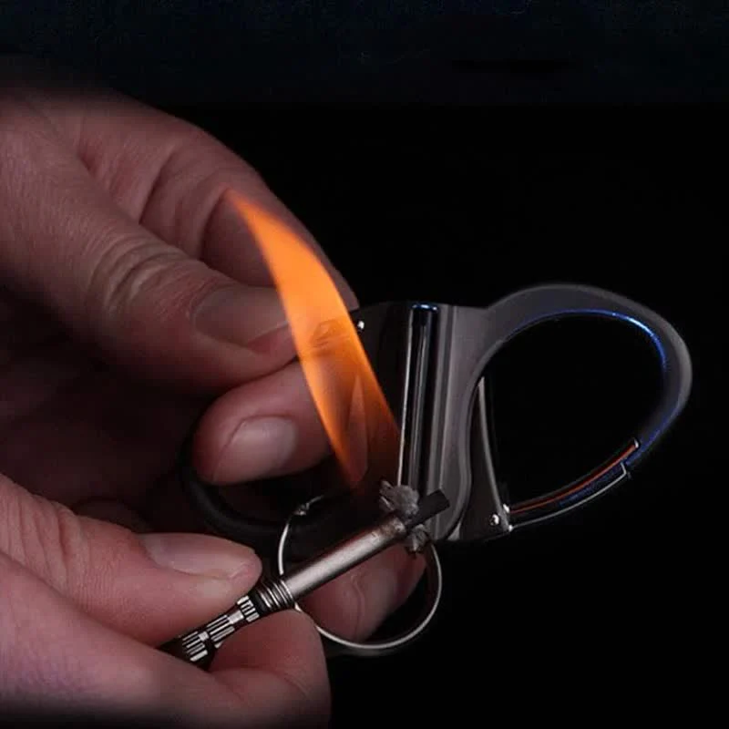 Dual Ring Keychain Matchstick Reusable Kerosene Lighter - Image 4