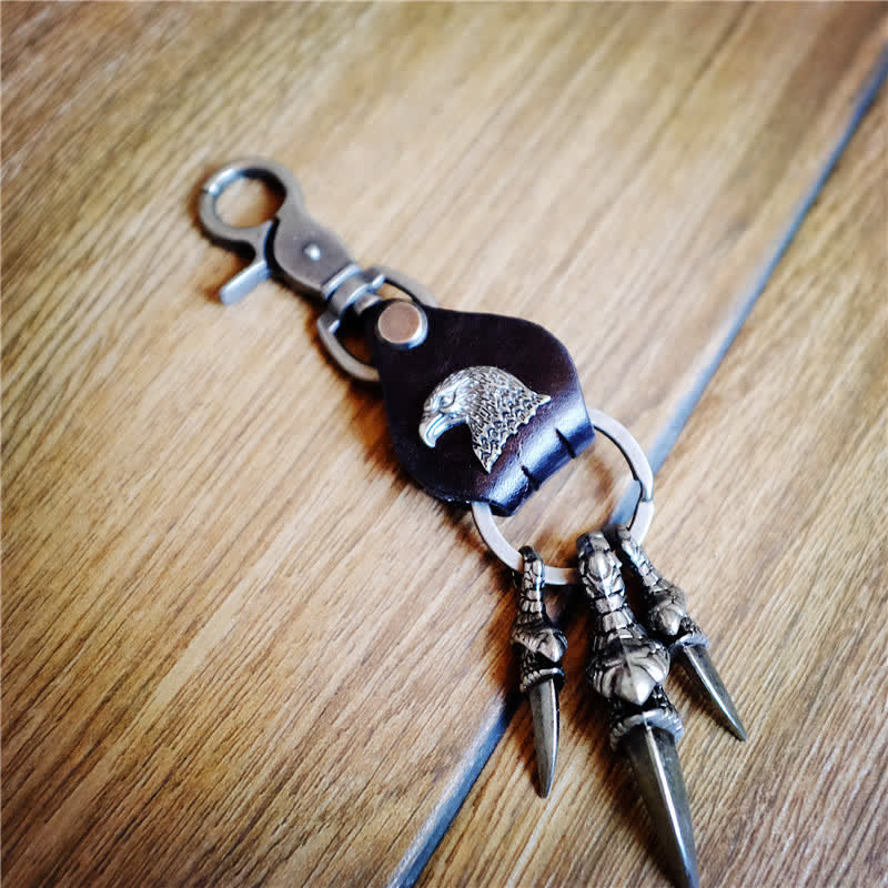 Eagle Claw Gothic Pendant Leather Keychain - Image 3