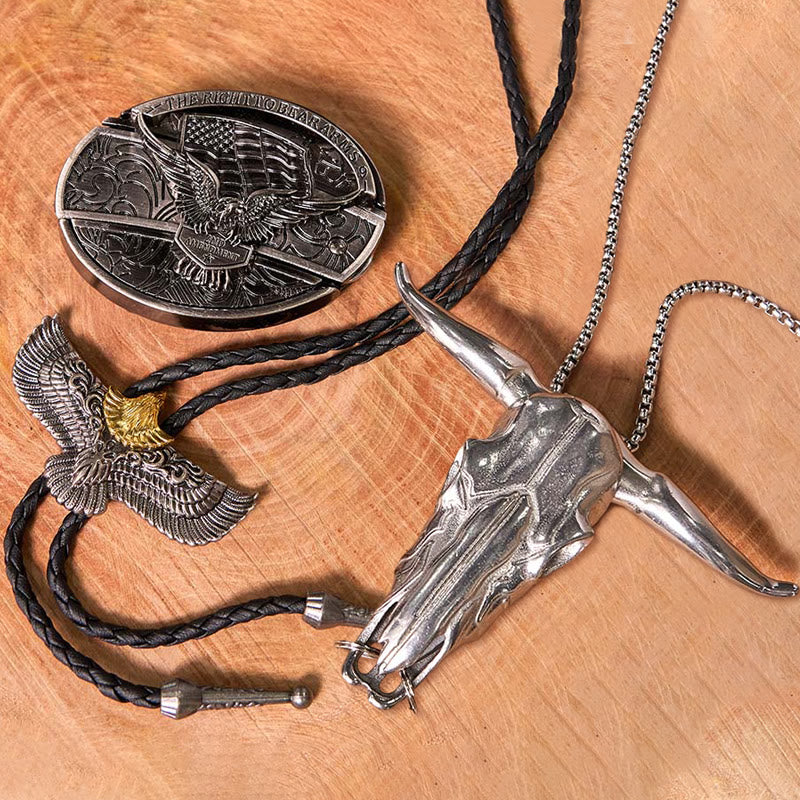 Eagle Flag DIY Hidden Knife Belt Buckle With Eagle Bolo Tie Bundle Set - Image 2