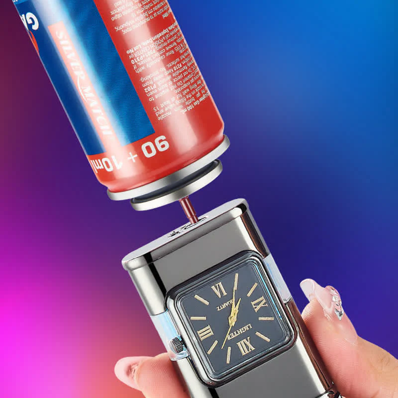 Eagle Head Design Refillable Double Flame Butane Lighter With Clock - Image 7