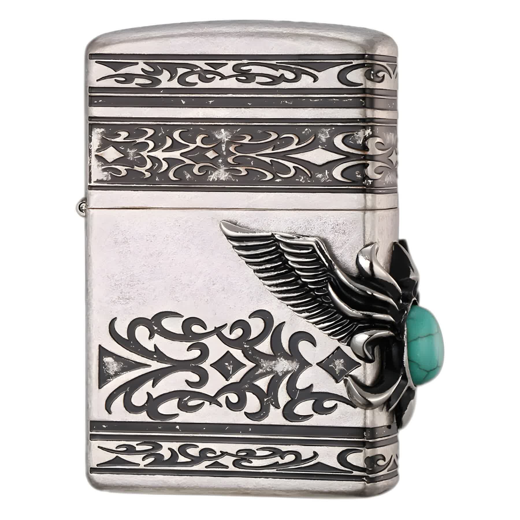Eagle Wings Turquoise Inlaid Refillable Kerosene Lighter - Image 5