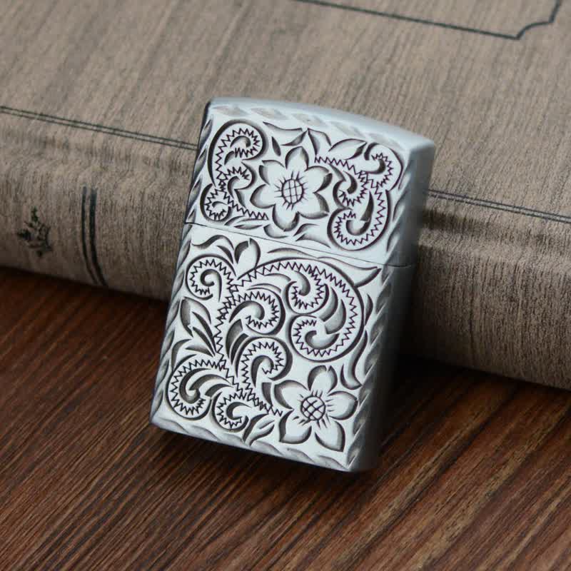 Elegant Flower Relief Design Refillable Butane Lighter - Image 13