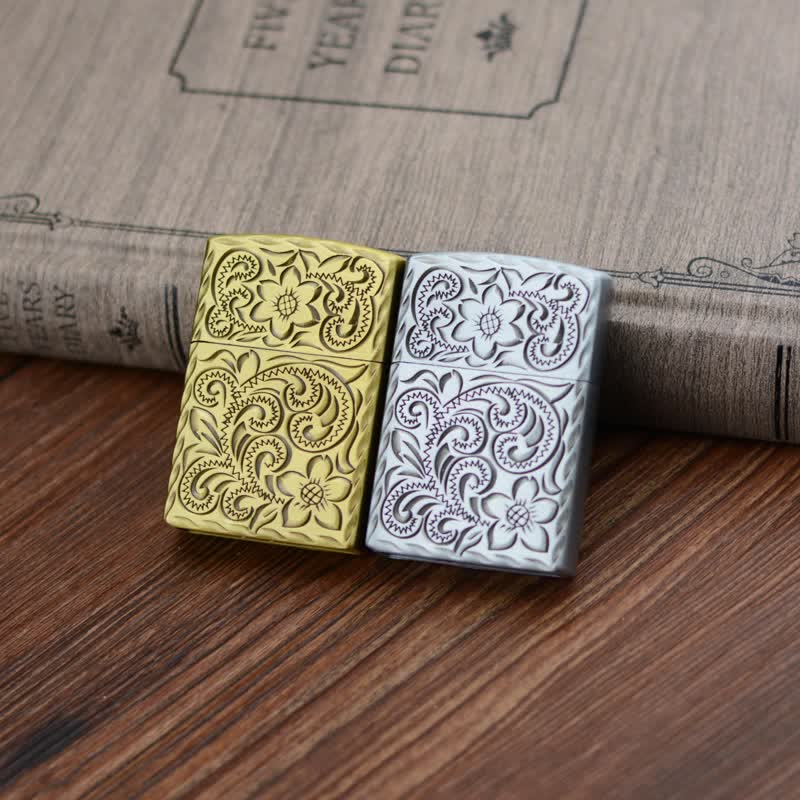 Elegant Flower Relief Design Refillable Butane Lighter - Image 2