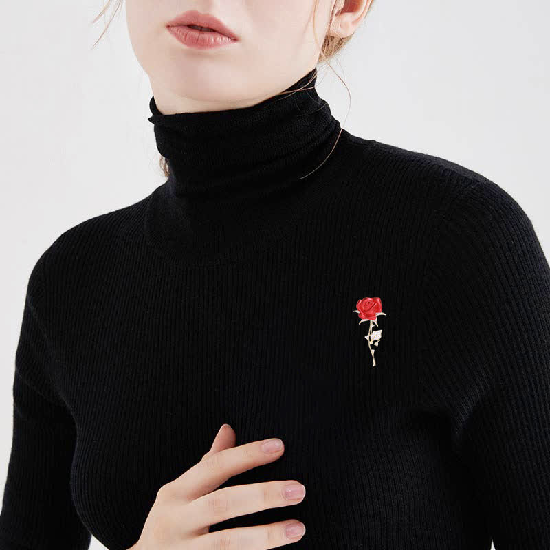 Elegant Gentle Red Rose Zircon Brooch - Image 2