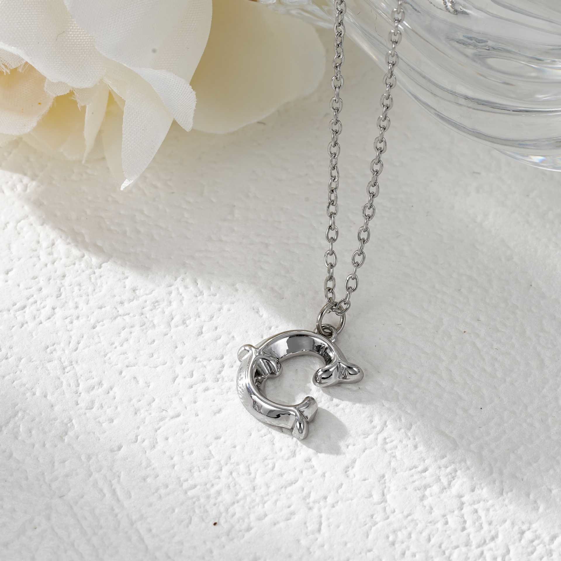 Elegant Golden & Sliver Letter Pendant Women's Necklace - Image 31