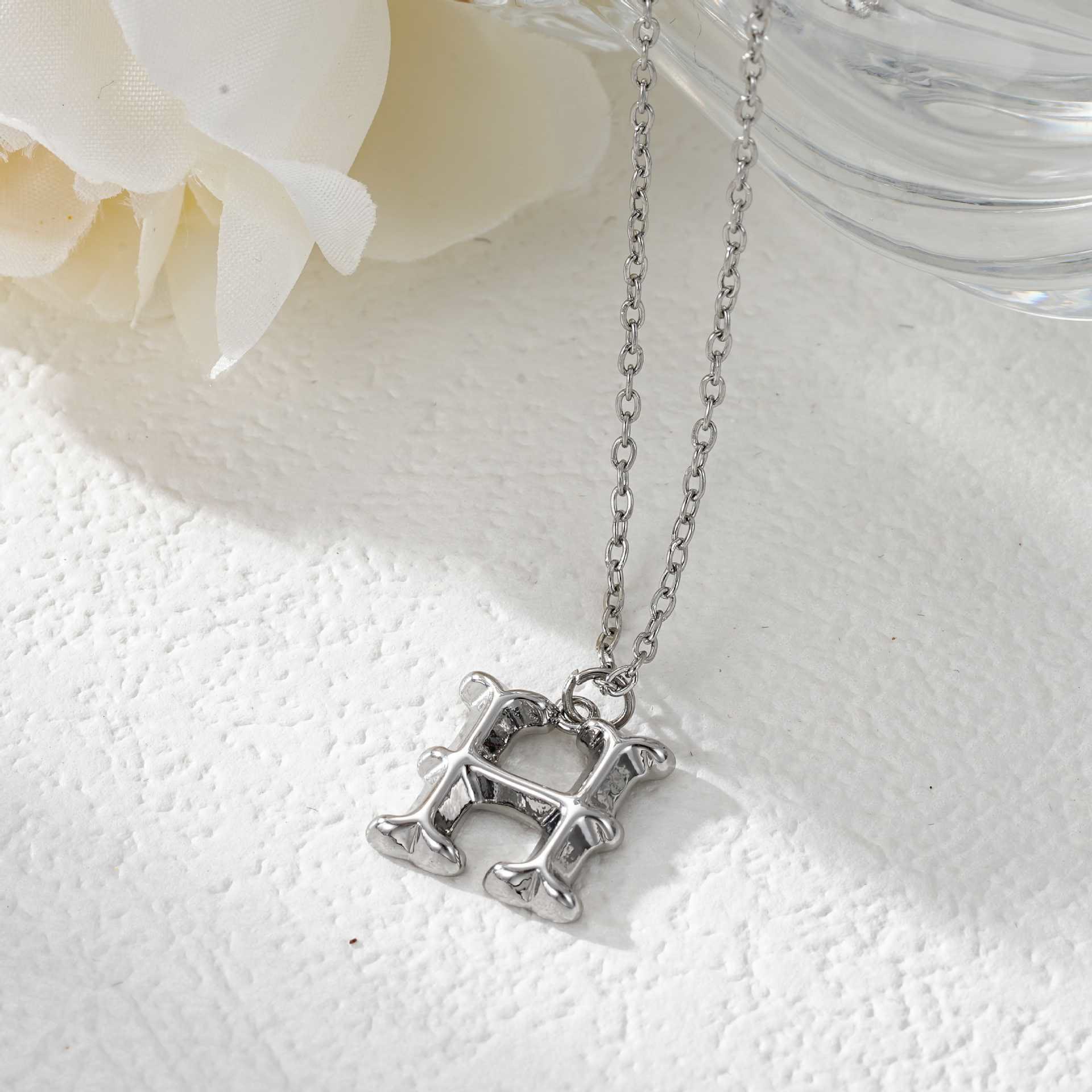Elegant Golden & Sliver Letter Pendant Women's Necklace - Image 36