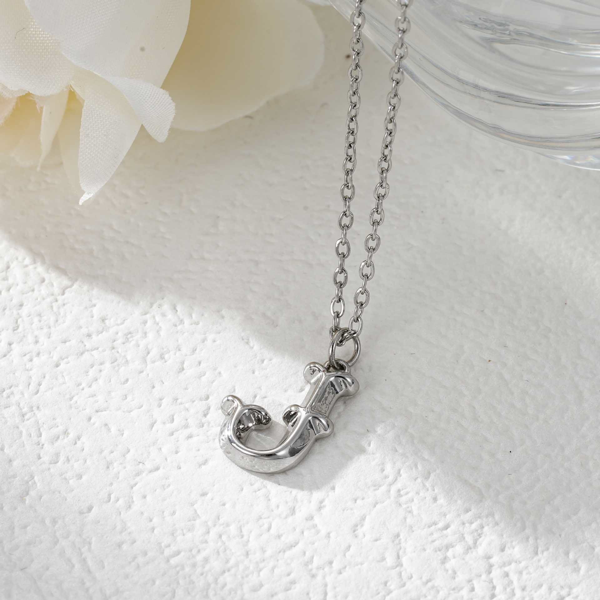 Elegant Golden & Sliver Letter Pendant Women's Necklace - Image 38