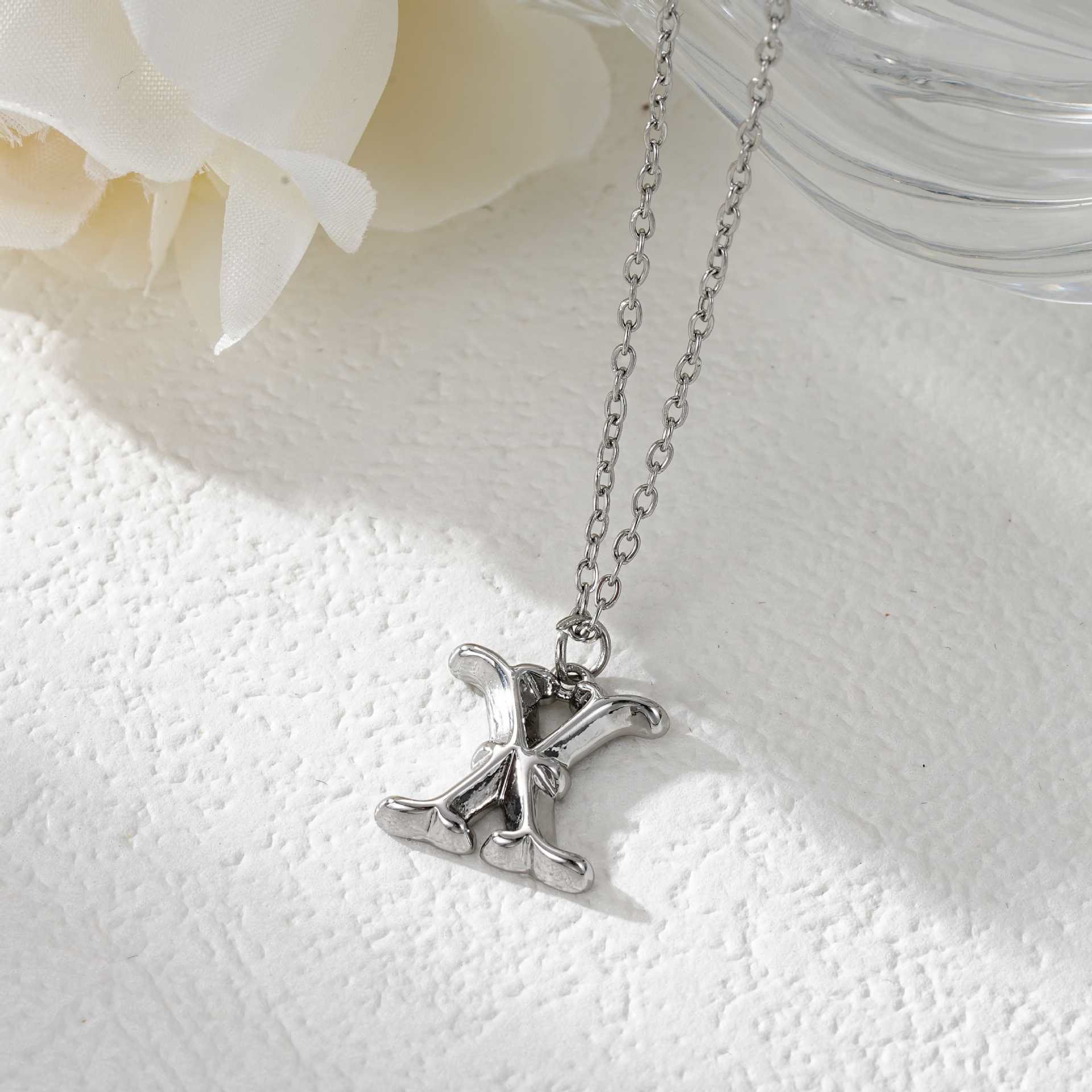 Elegant Golden & Sliver Letter Pendant Women's Necklace - Image 52