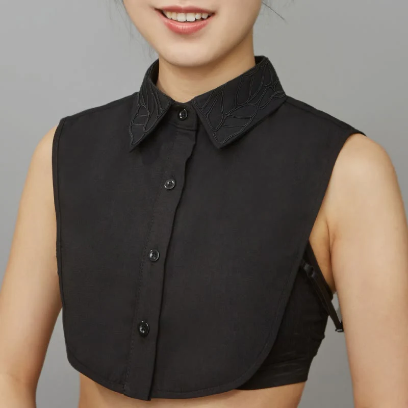 Embroidered Floral False Collar Detachable Half Shirt Blouse - Image 4
