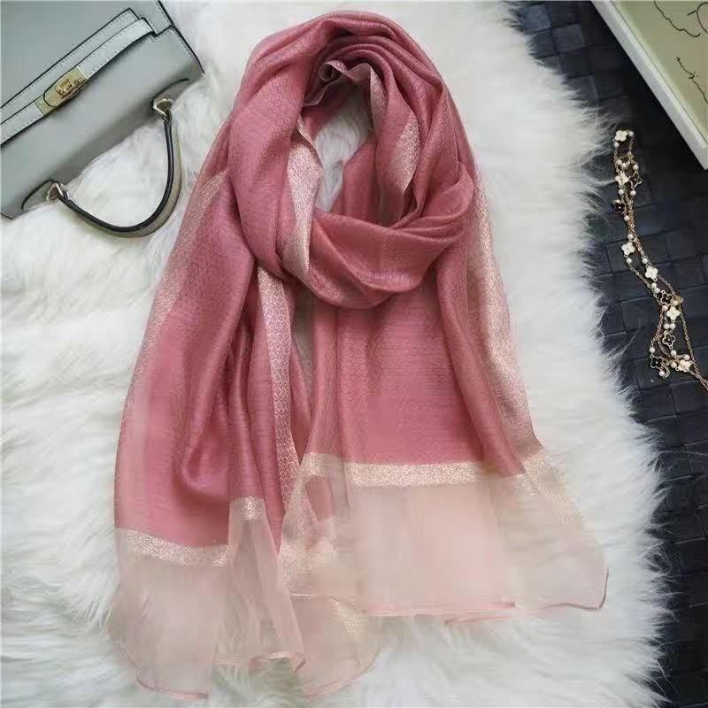 Exotic Style Golden Edge Solid Color Thin Scarf - Image 13