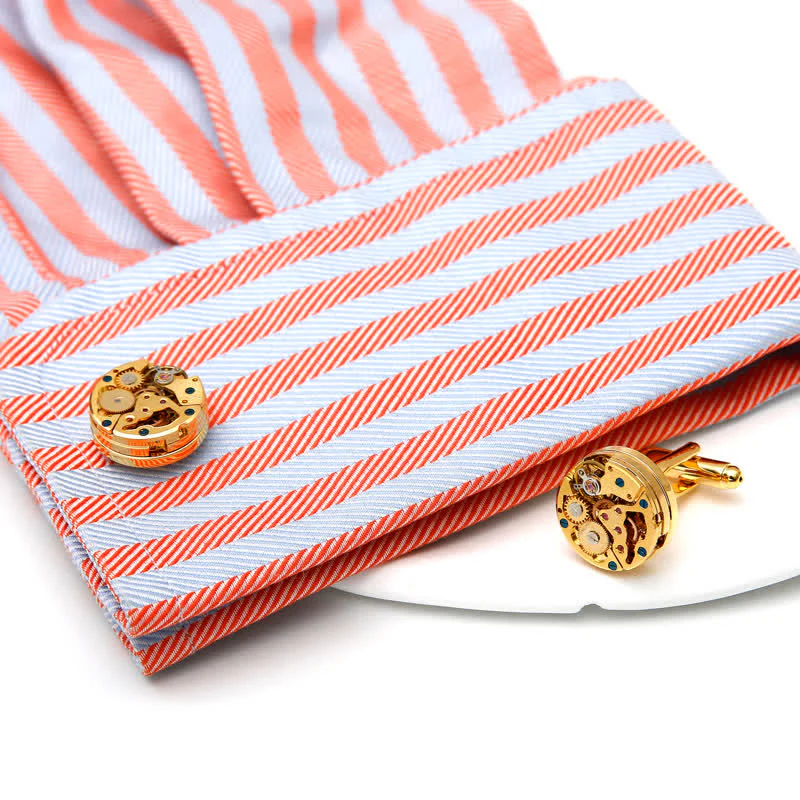 Exquisite Gold Mechanical Steampunk Gears Cufflinks - Image 2