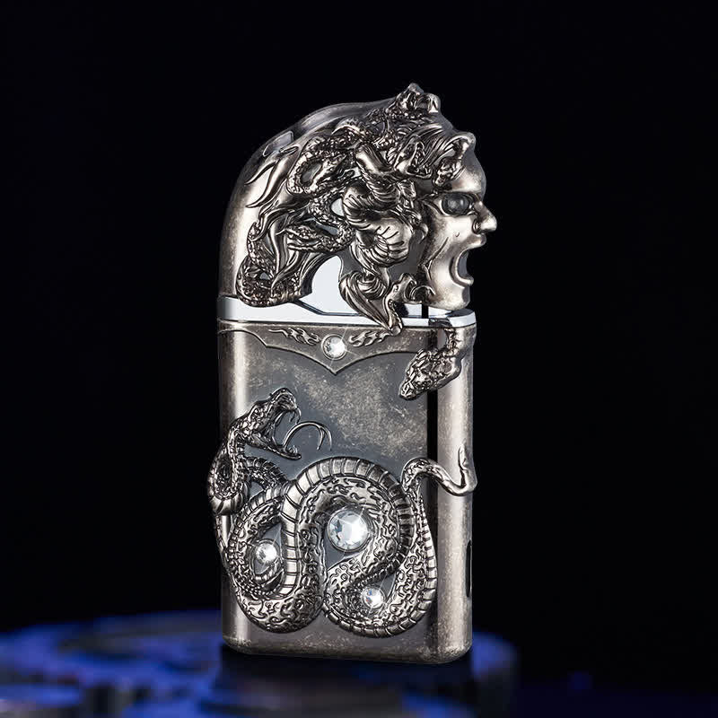 Fancy Snake Rhinestone Inlaid Refillable Butane Lighter - Image 7