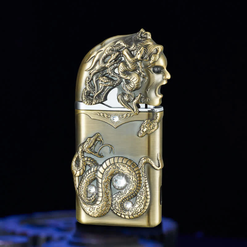 Fancy Snake Rhinestone Inlaid Refillable Butane Lighter - Image 9