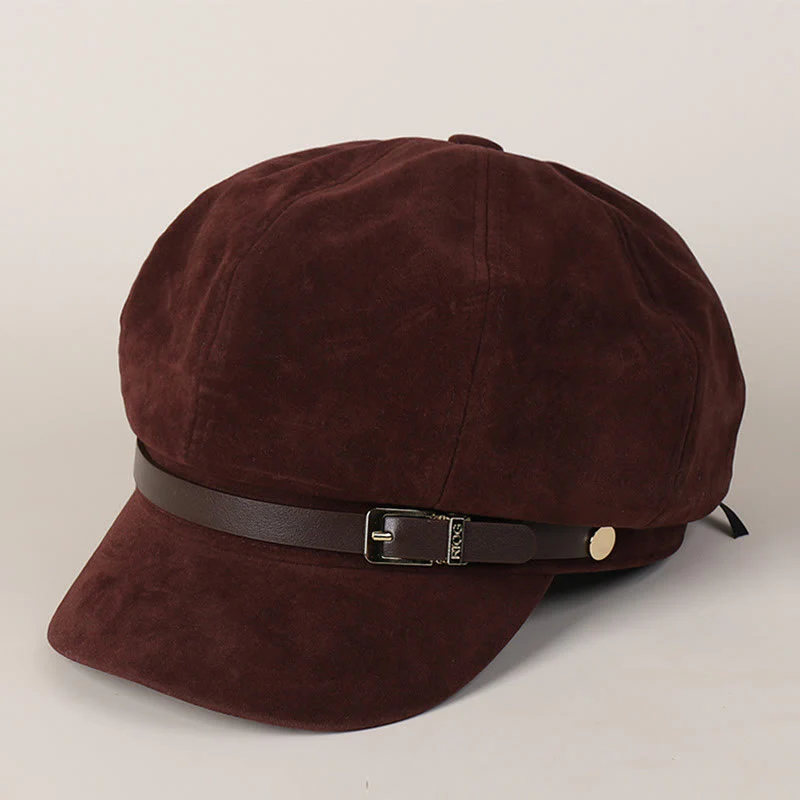 Fashion Solid-Color Winter Women's Beret Hat With Buckle - Image 5