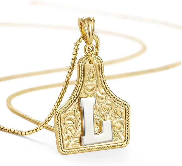 Fashionable Golden Letter Pendant Embossed Necklace - Image 15