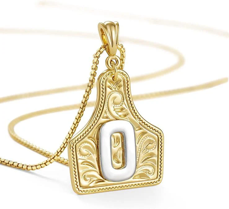 Fashionable Golden Letter Pendant Embossed Necklace - Image 18