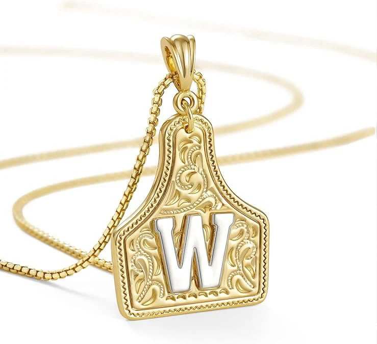 Fashionable Golden Letter Pendant Embossed Necklace - Image 26