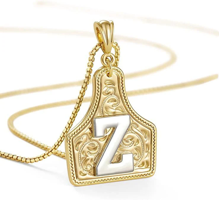 Fashionable Golden Letter Pendant Embossed Necklace - Image 29