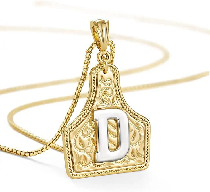 Fashionable Golden Letter Pendant Embossed Necklace - Image 7