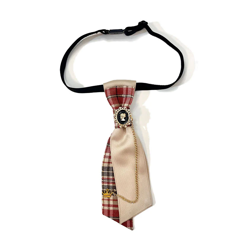 Fashionable Pre-tied Red Grid Queen Women's Necktie
